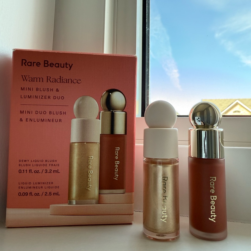 Rare Beauty by Selena Gomez mini warm radiance blush & luminizer duo makeup set